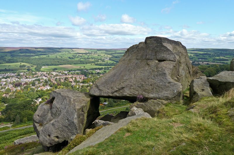 The Cow and Calf rocks above Ilkley on a bright day