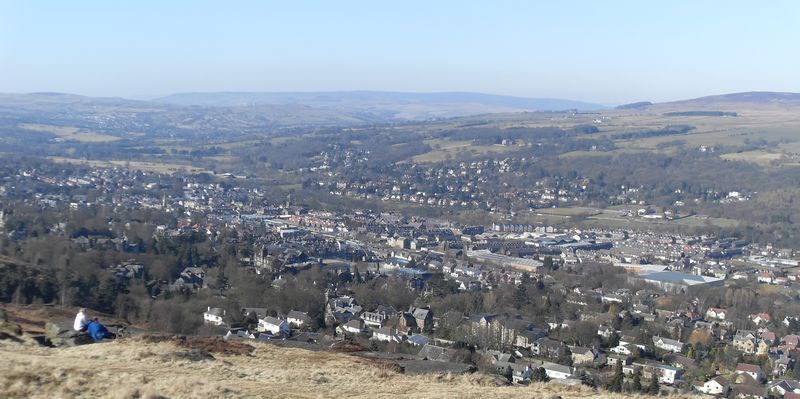 View over the town of Ilkley from the Cow and Calf rocks