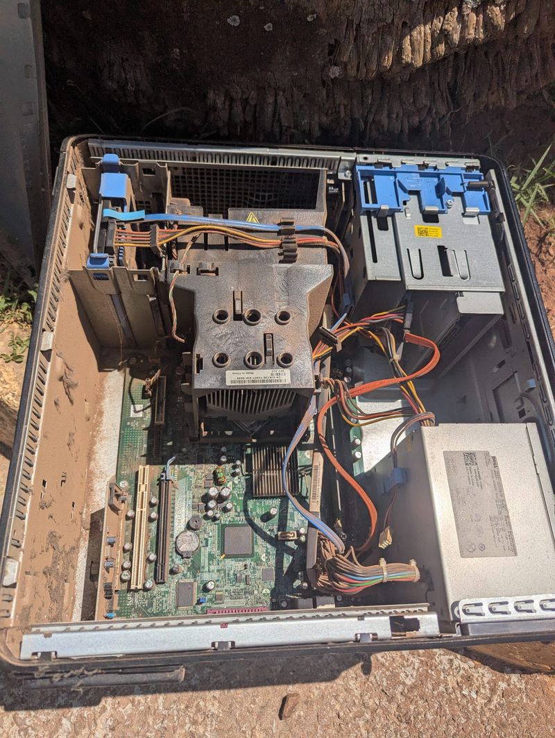The inside of a desktop computer with its case removed